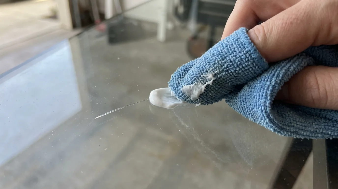 Inspecting and cleaning a scratched mirror