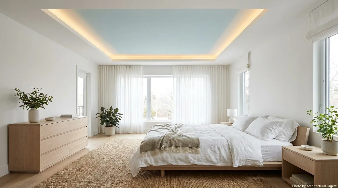 Elegant ivory POP ceiling with subtle brushed-gold detailing