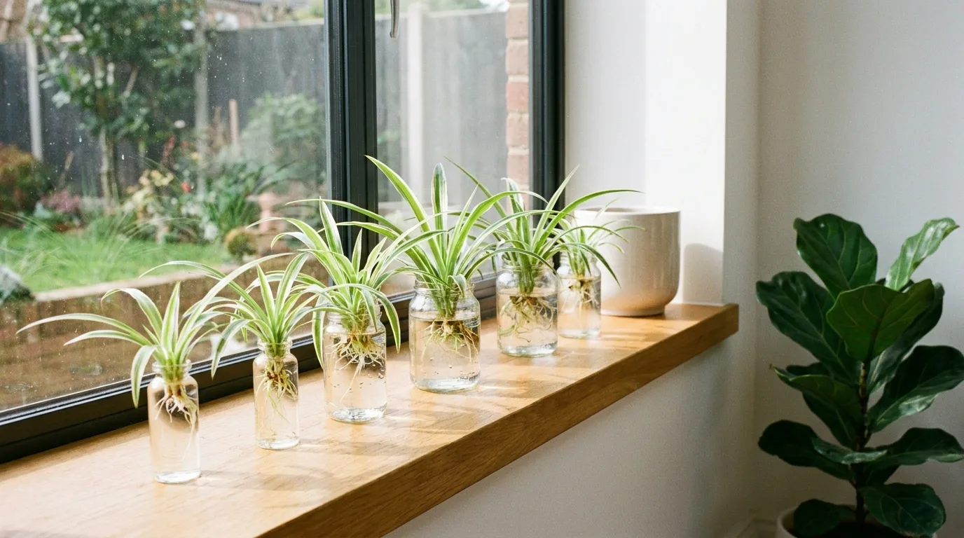 Peace lily growing in a glass water-based indoor display