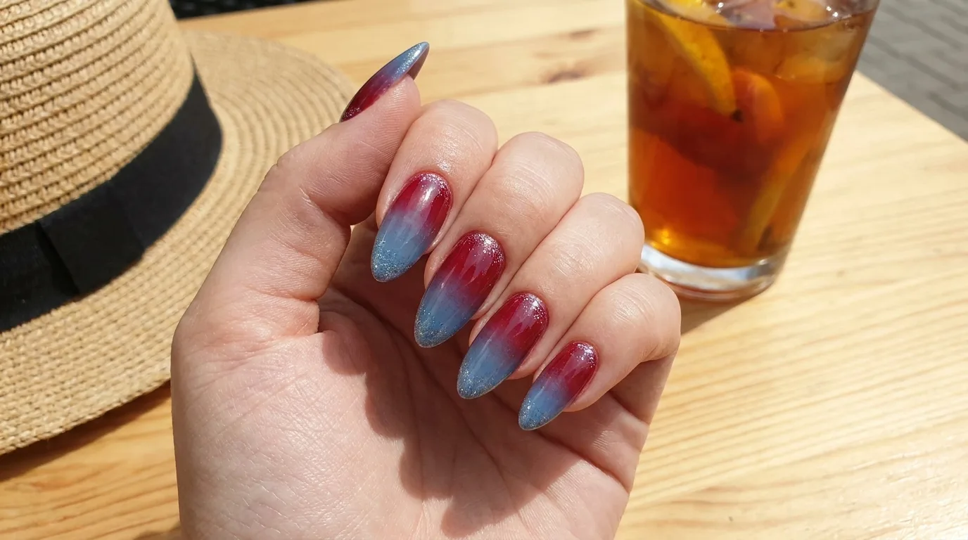 Elegant patriotic nails with gold accents