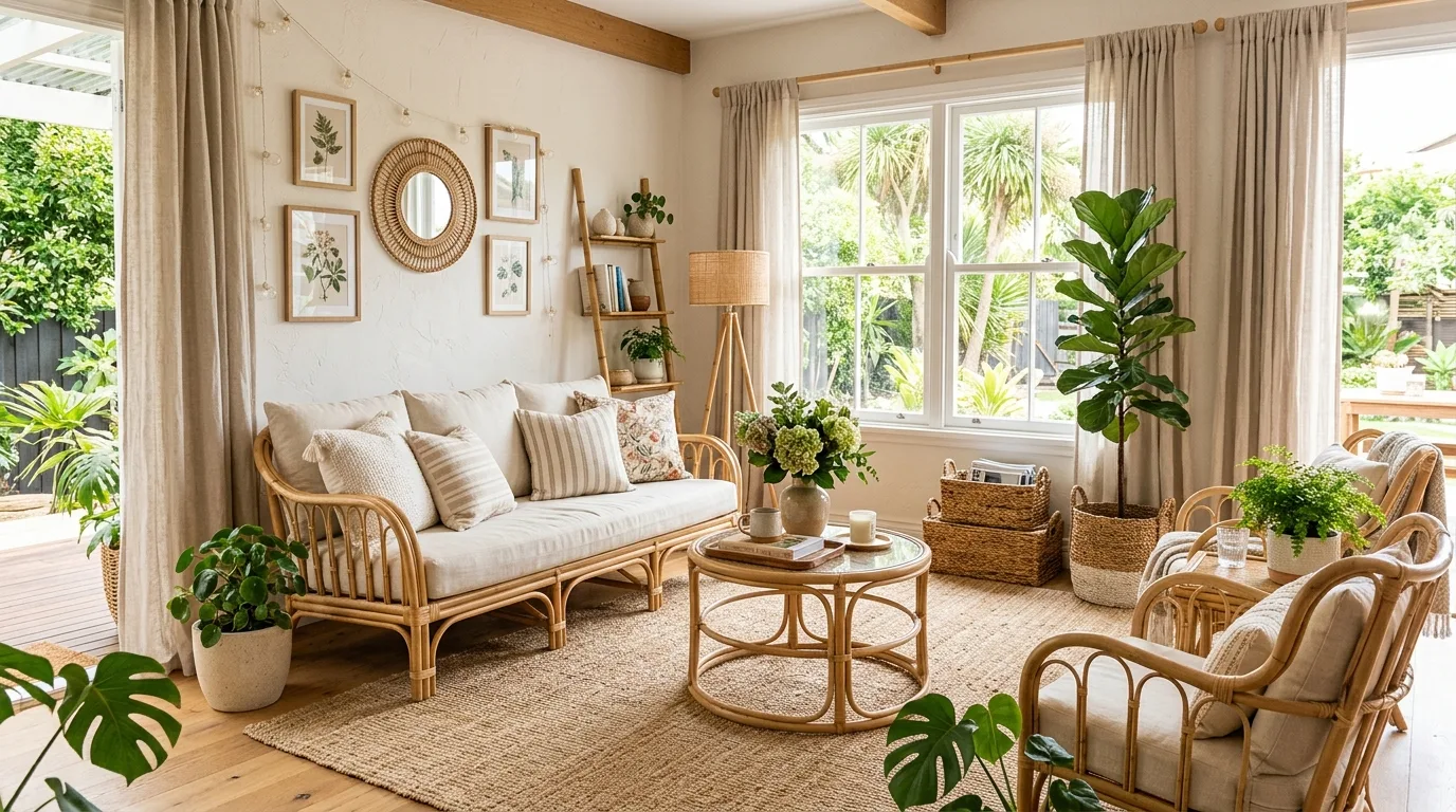 Summer decor vignette featuring fresh herbs, lavender, citrus, and natural scents