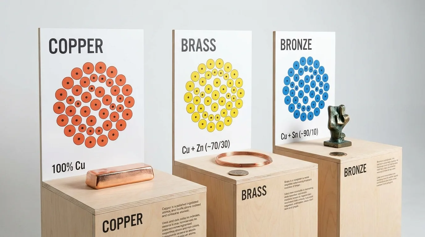Copper, brass, and bronze weight comparison