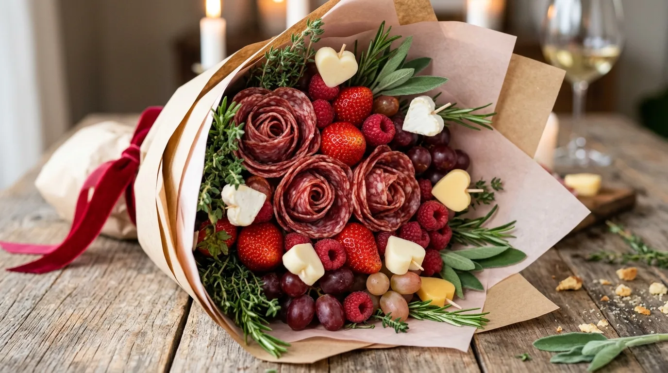 Budget-friendly charcuterie bouquet with simple affordable ingredients