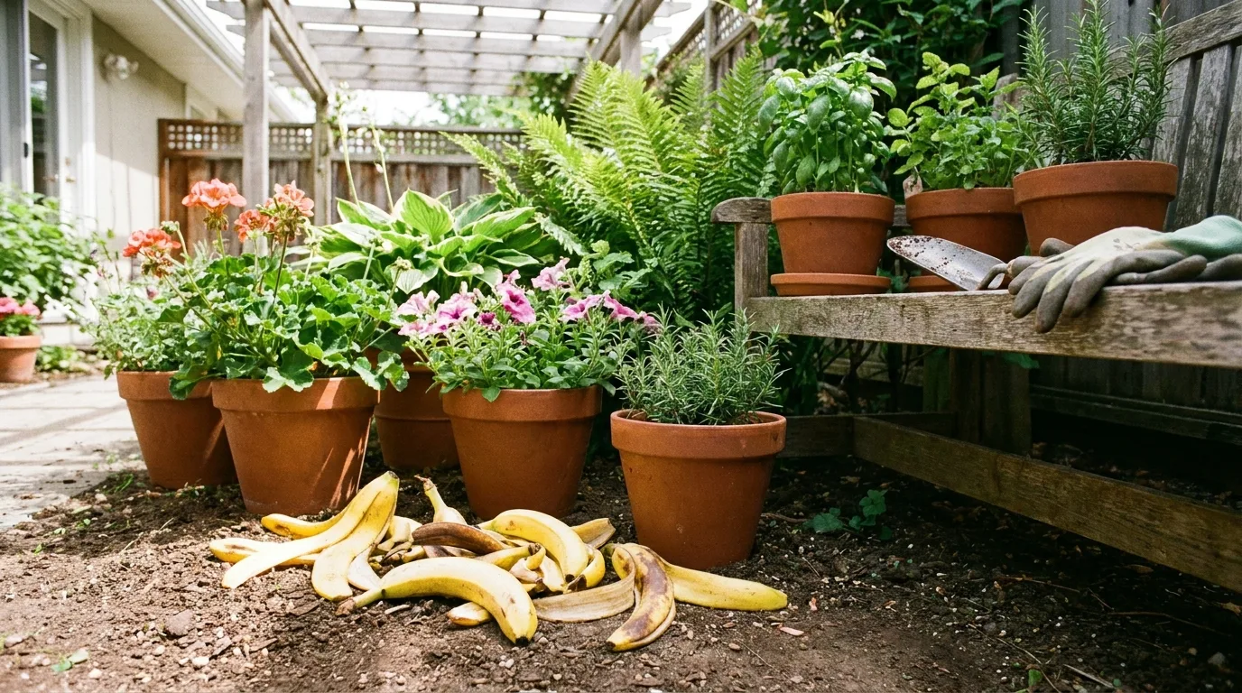 Using banana water moderately in a healthy garden