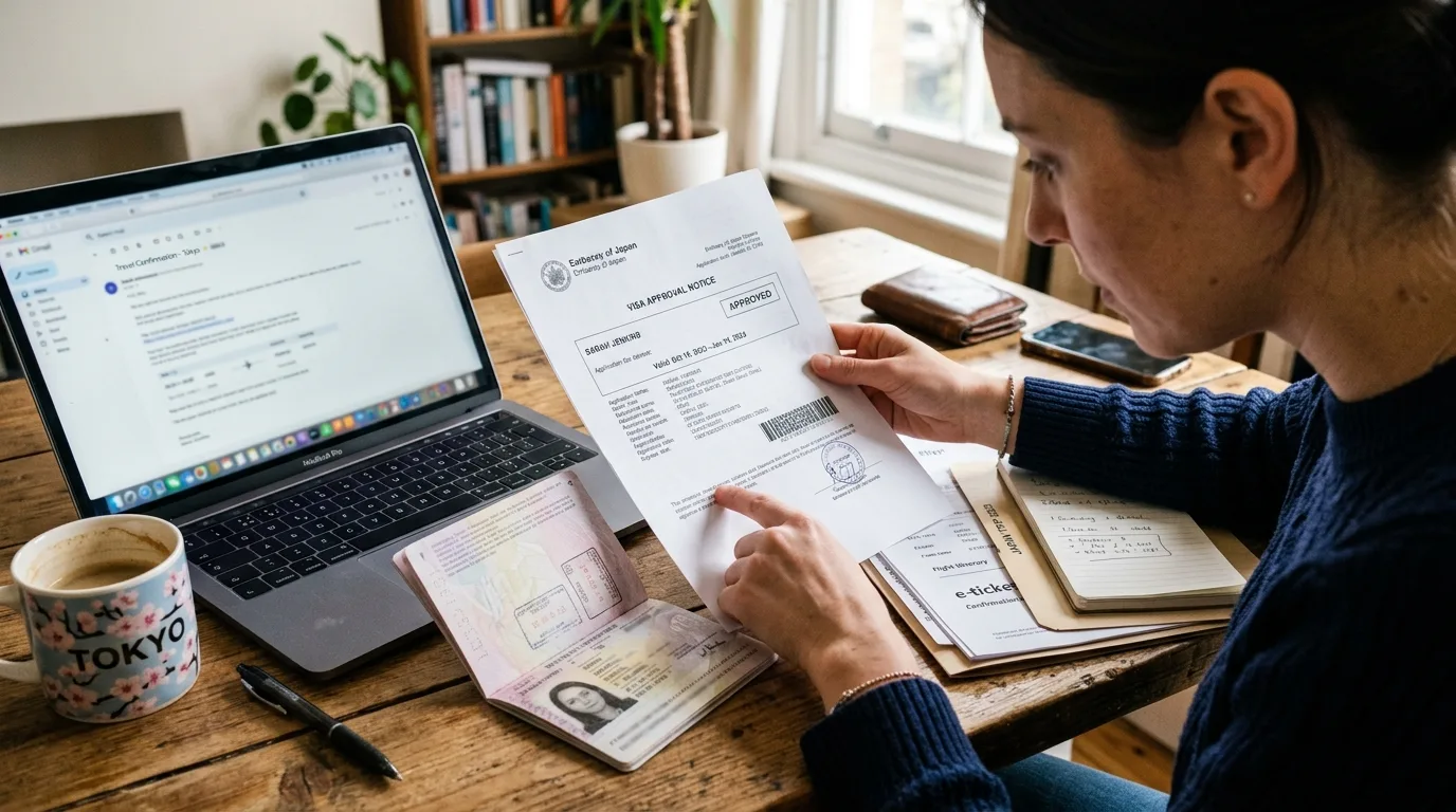 Traveler prepared with backup plans and essential documents
