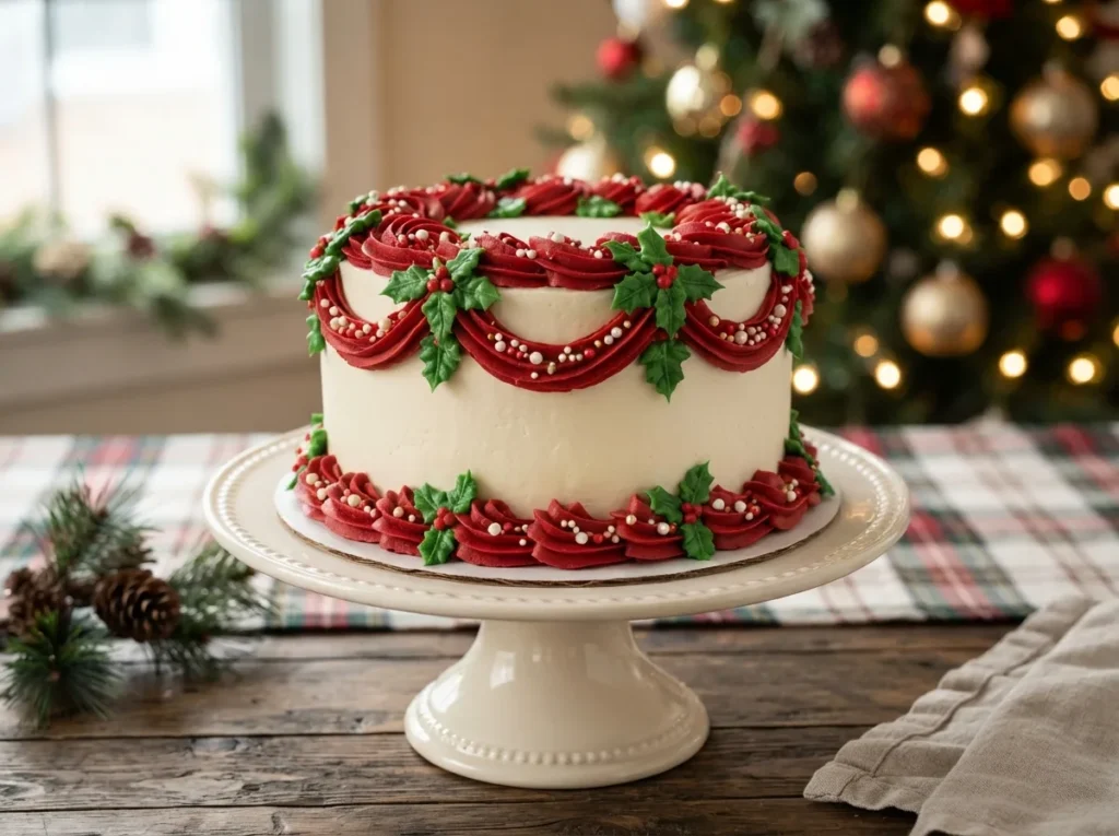 Classic Red and Green Christmas Cake — 17 Creative Christmas Cake Ideas That Will Wow Your Guests — image 01