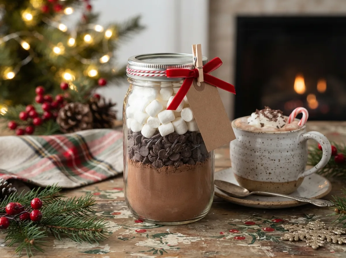 DIY Hot Chocolate Gift Jar — 15 Insanely Cute DIY Christmas Gift Ideas to Impress Anyone — image 01