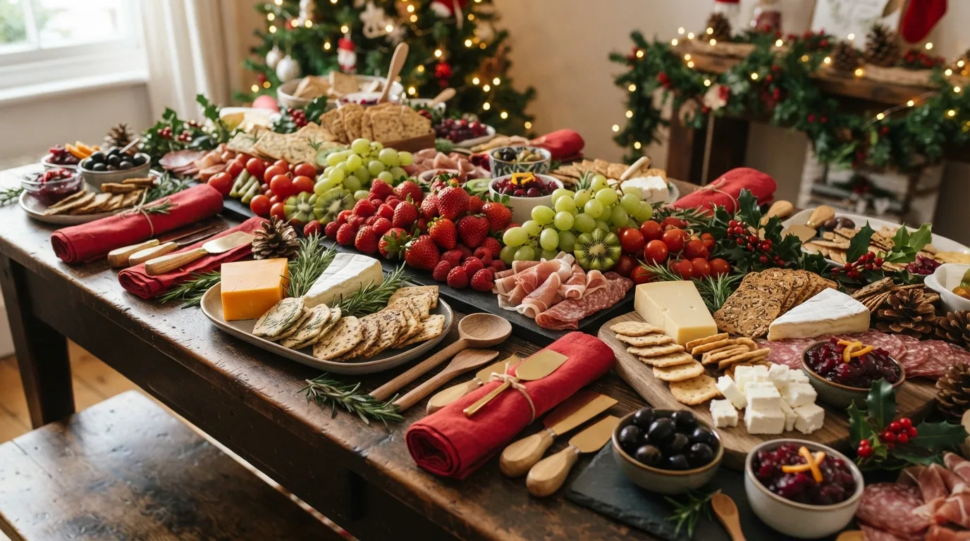 Traditional Red and Green Christmas Grazing Table — 16 Best Christmas Grazing Table Ideas for Holiday Gatherings — image 01