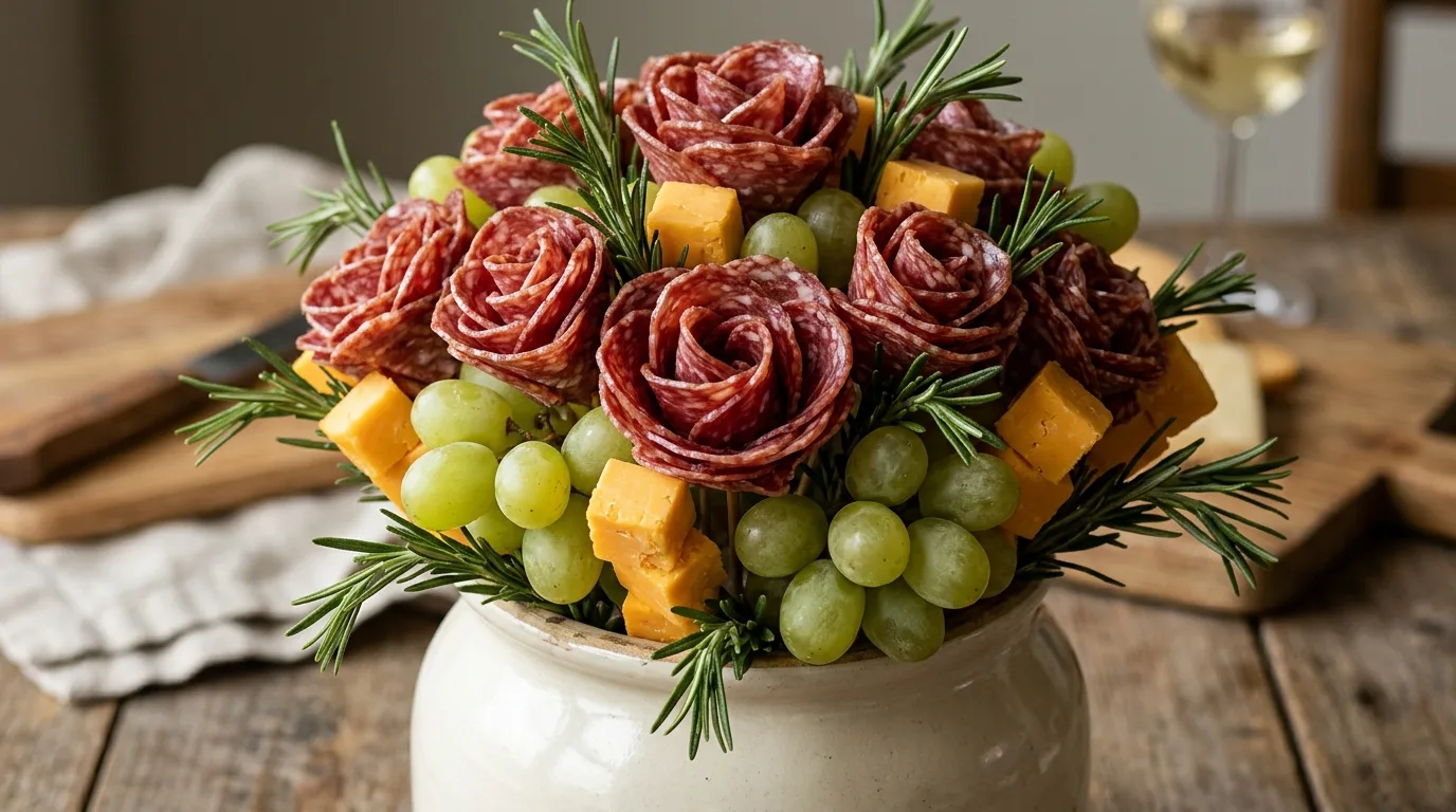 Classic Salami Rose Bouquet — 18 Charcuterie Bouquet Ideas for Cozy Winter Gatherings — image 01