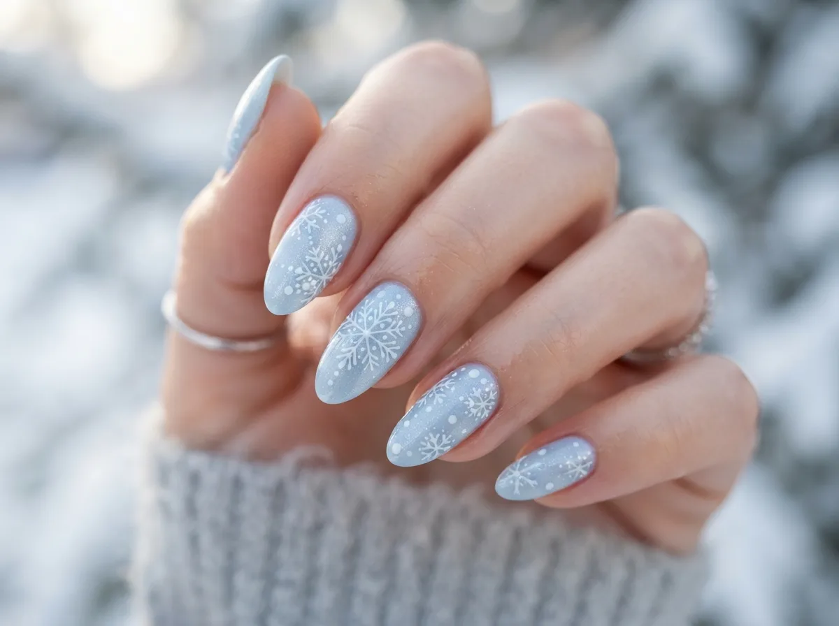 Icy Blue Snowflake Nails — 16 Cozy Snowflake Nail Ideas for the Perfect Winter Vibe — image 02