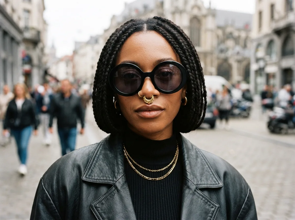 Pair Bold Septum Rings With Oversized Sunglasses — 15 Tips for Pairing Piercing Jewelry With Your Sunglasses Style — image 02