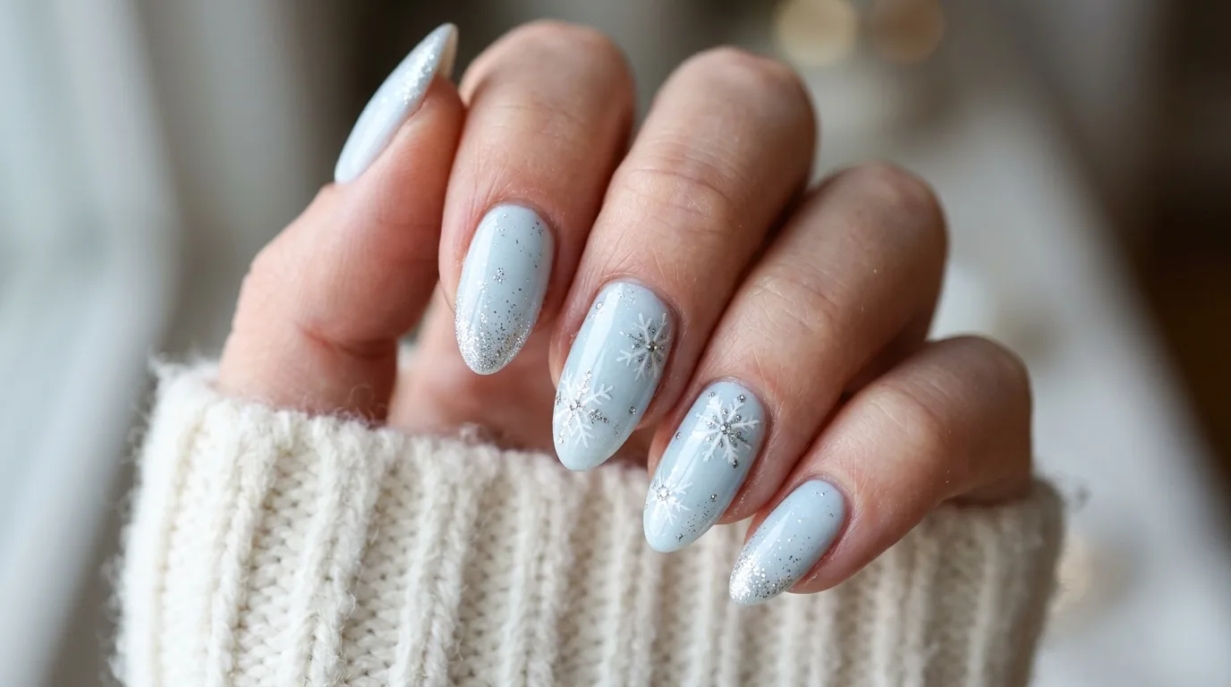 Icy Blue Nails With Silver Accents — 16 Best Winter Nail Ideas to Celebrate the Season in Style — image 02