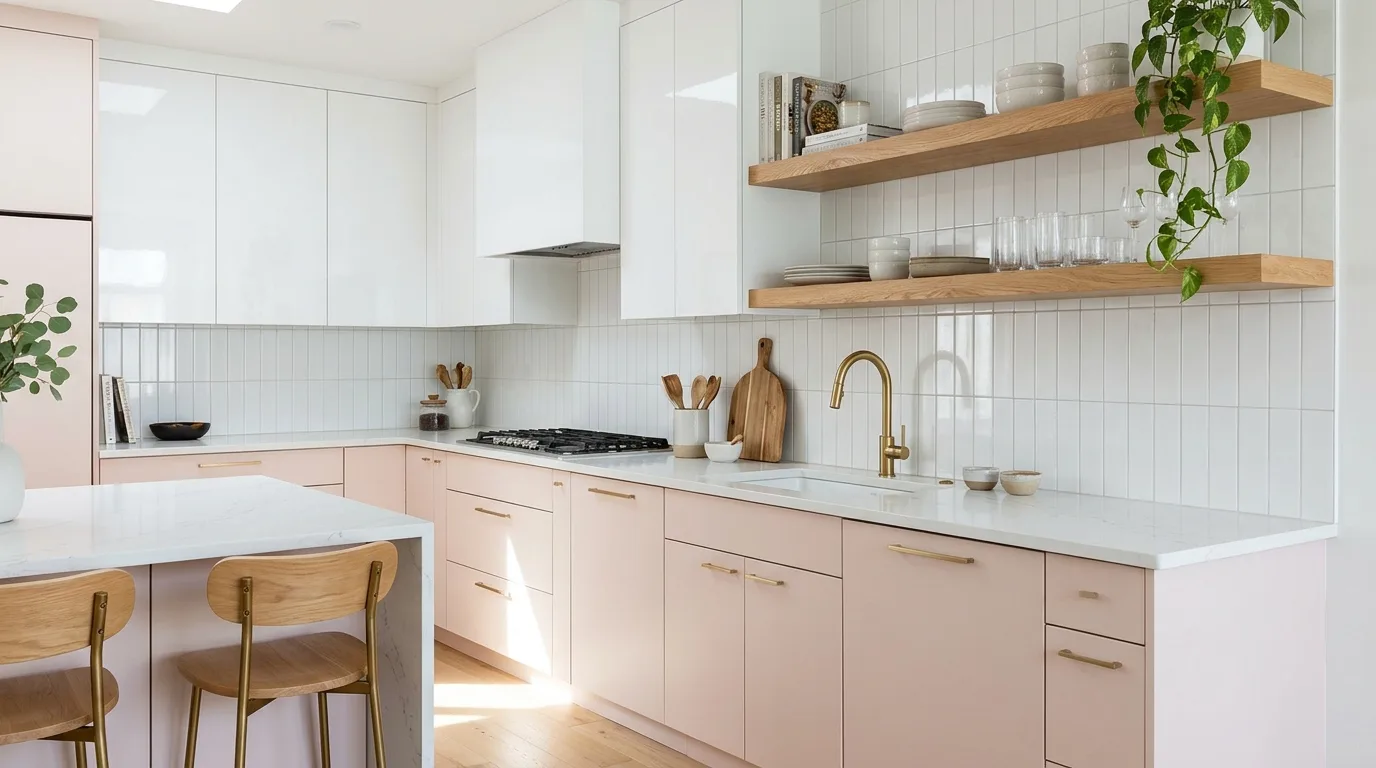 Pink and White Modern Kitchen — 14 Stunning Pink Kitchen Design Ideas for a Warm and Stylish Home — image 02