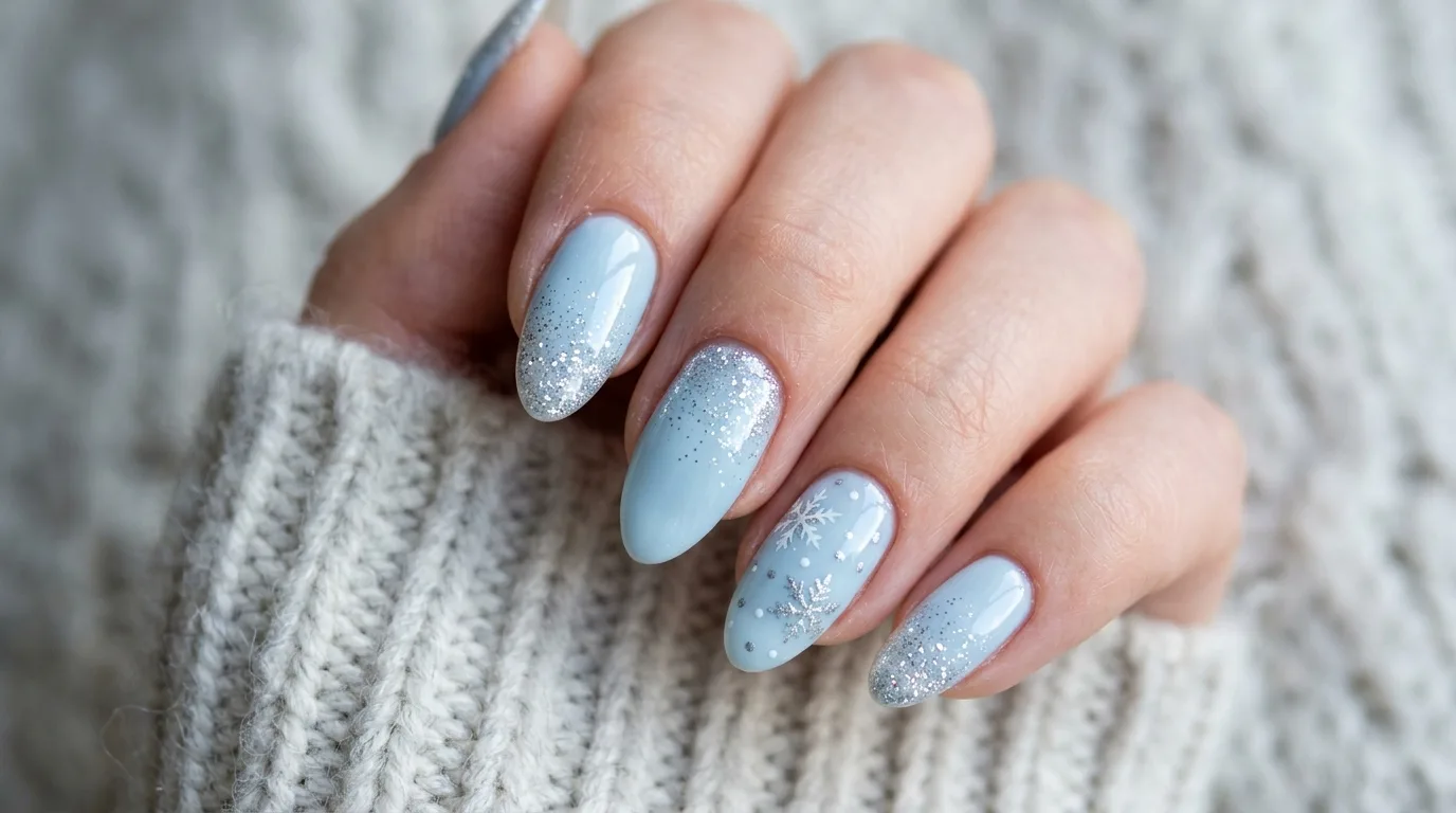 Icy Blue Nails With Silver Glitter — 17 Stunning Winter Nail Ideas Perfect for a Cozy Seasonal Look — image 02