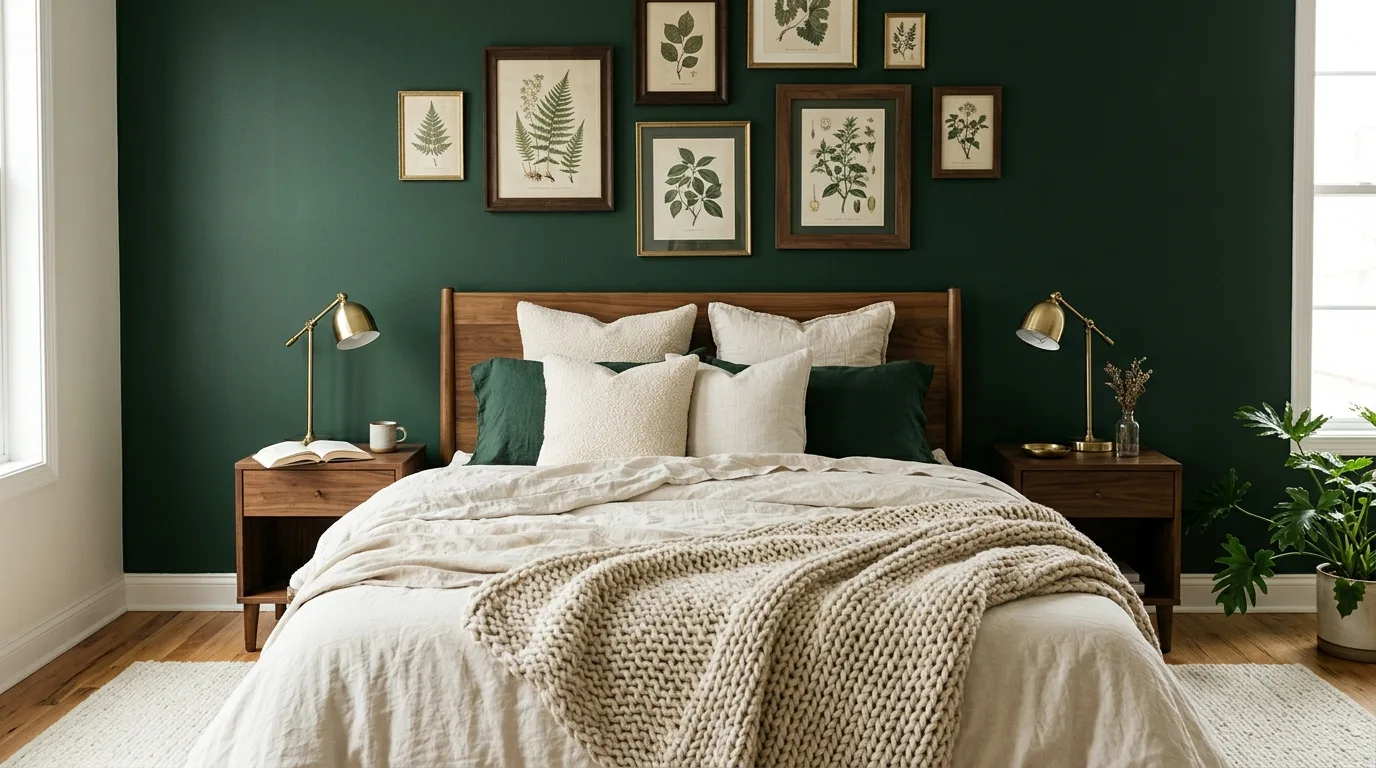 Deep Forest Green Bedroom Retreat — 15 Dark and Moody Bedroom Ideas for a Cozy Winter Ambiance — image 02