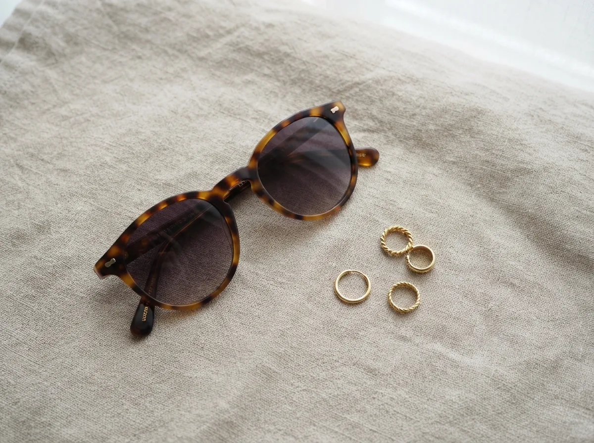 Coordinate Gold Piercings With Tortoiseshell Frames — 15 Tips for Pairing Piercing Jewelry With Your Sunglasses Style — image 03