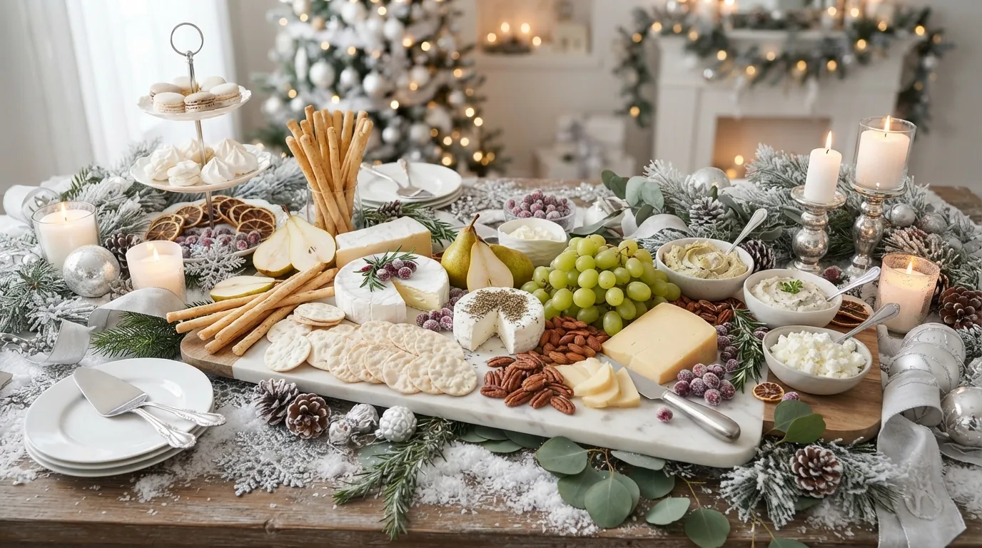 Elegant Winter Wonderland Grazing Table — 16 Best Christmas Grazing Table Ideas for Holiday Gatherings — image 03