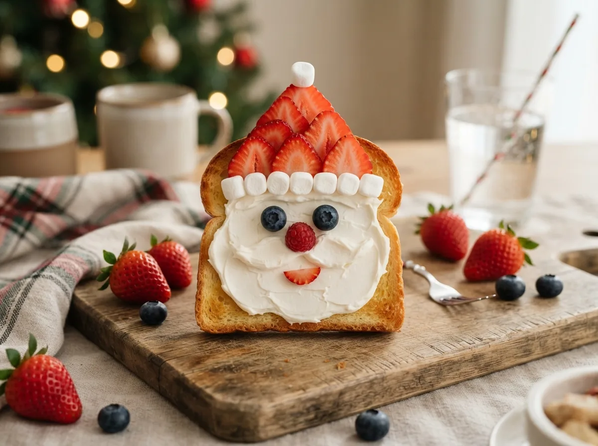 Santa Claus Strawberry Toast — 14 Creative Christmas Breakfast Ideas Your Kids Will Love — image 03