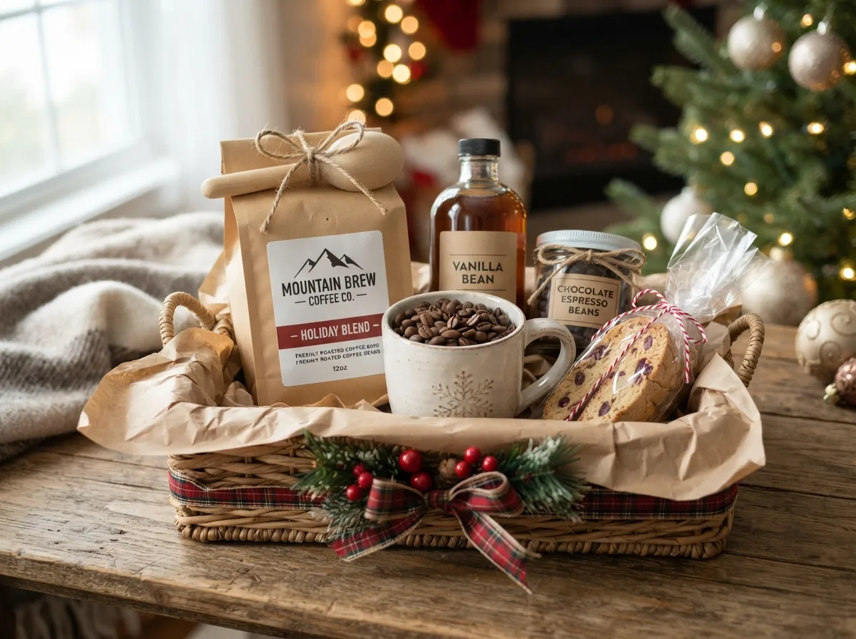 Coffee Lover's Christmas Gift Basket — 15 DIY Christmas Gift Basket Ideas Perfect for Anyone — image 04