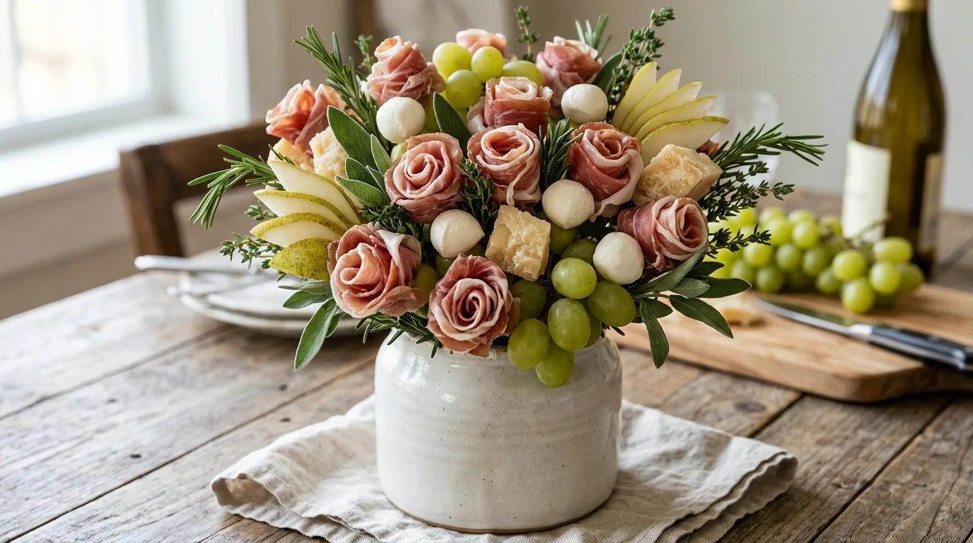 Elegant Prosciutto Rose Bouquet — 18 Charcuterie Bouquet Ideas for Cozy Winter Gatherings — image 04