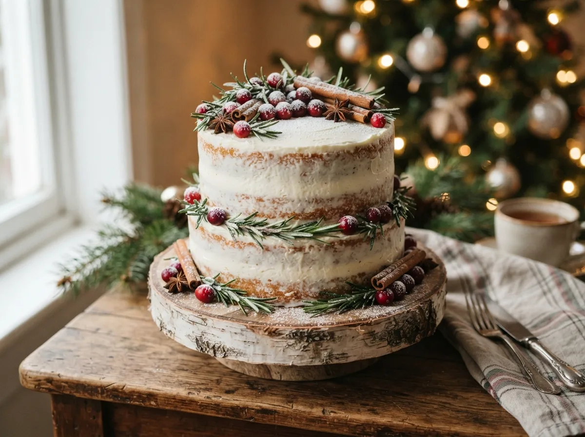 Rustic Christmas Naked Cake — 17 Creative Christmas Cake Ideas That Will Wow Your Guests — image 05