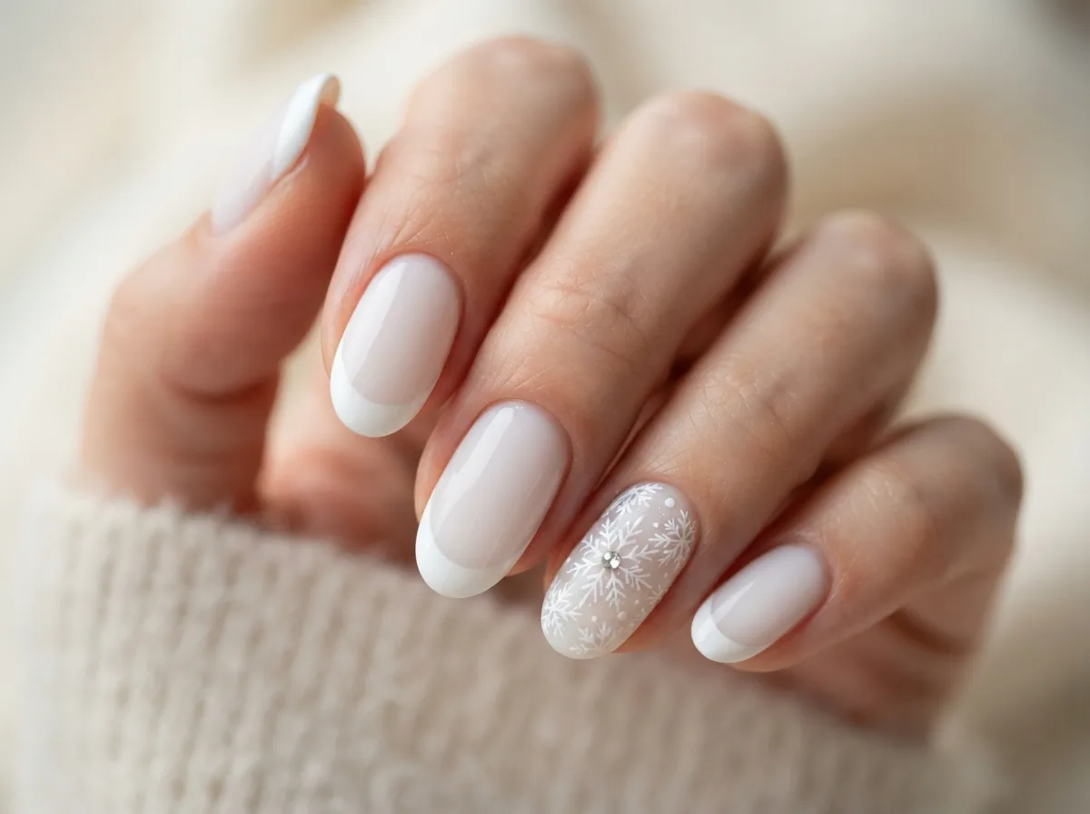 Snowflake French Tip Nails — 16 French Christmas Nail Ideas for Effortless Elegance — image 05