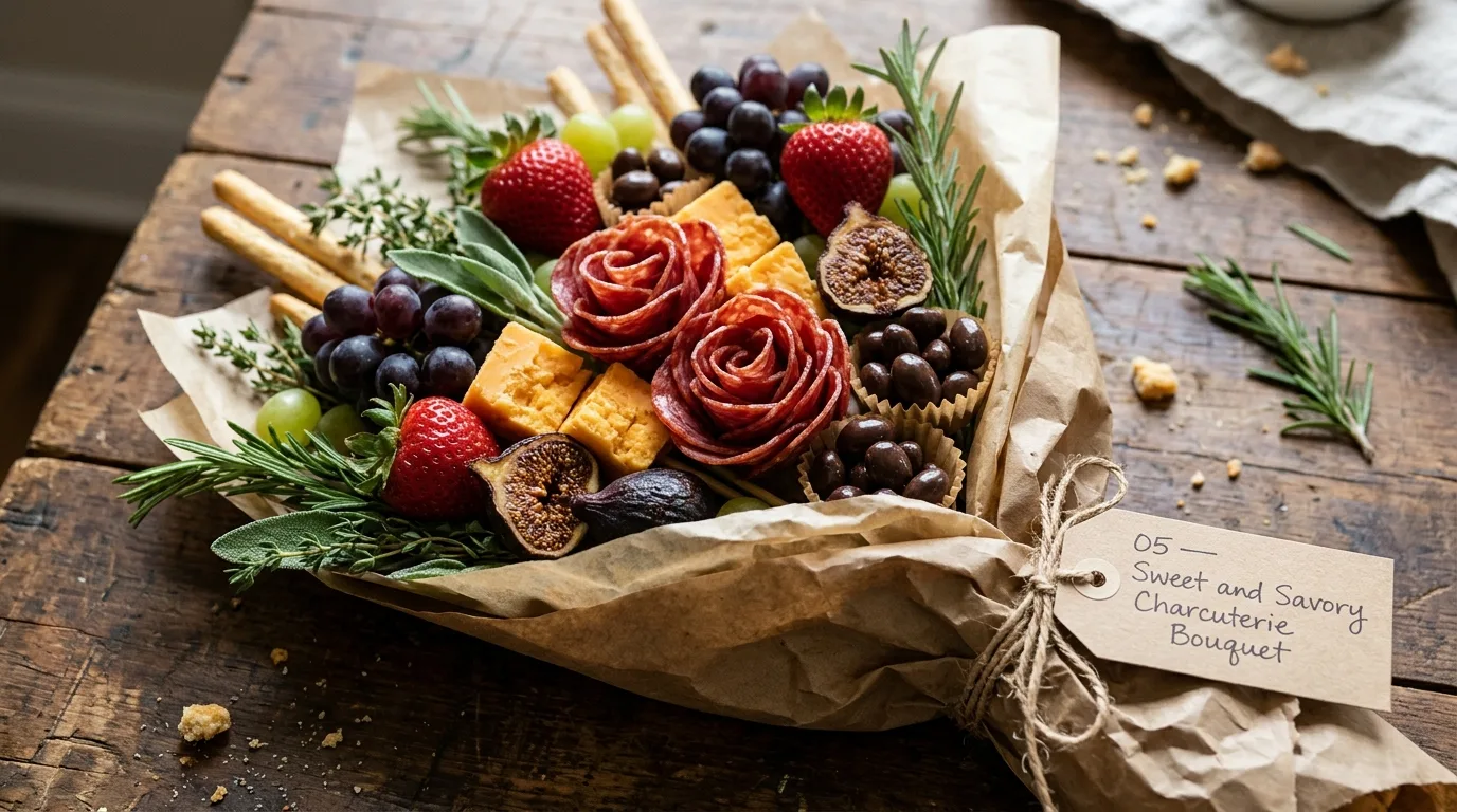 Sweet and Savory Charcuterie Bouquet — 18 Charcuterie Bouquet Ideas for Cozy Winter Gatherings — image 05