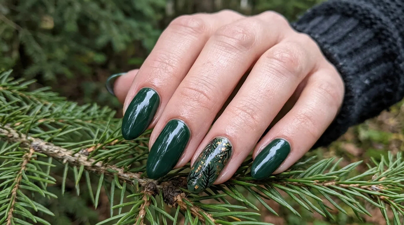 Deep Forest Green Nails — 16 Best Winter Nail Ideas to Celebrate the Season in Style — image 06