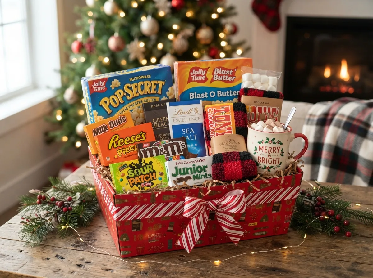 Christmas Movie Marathon Basket — 15 DIY Christmas Gift Basket Ideas Perfect for Anyone — image 07