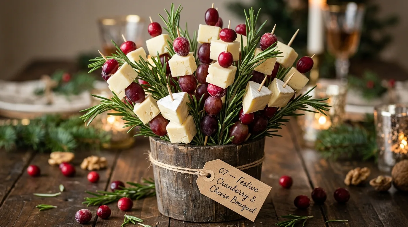 Festive Cranberry and Cheese Bouquet — 18 Charcuterie Bouquet Ideas for Cozy Winter Gatherings — image 07