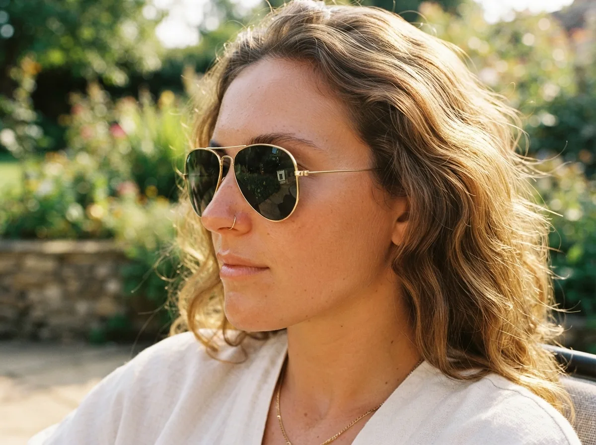 Pair Aviator Sunglasses With Classic Nose Hoops — 15 Tips for Pairing Piercing Jewelry With Your Sunglasses Style — image 08