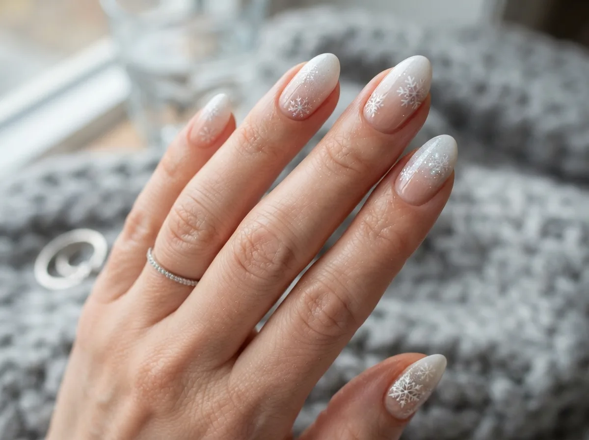 Snowflake Ombre Nails — 16 Cozy Snowflake Nail Ideas for the Perfect Winter Vibe — image 08