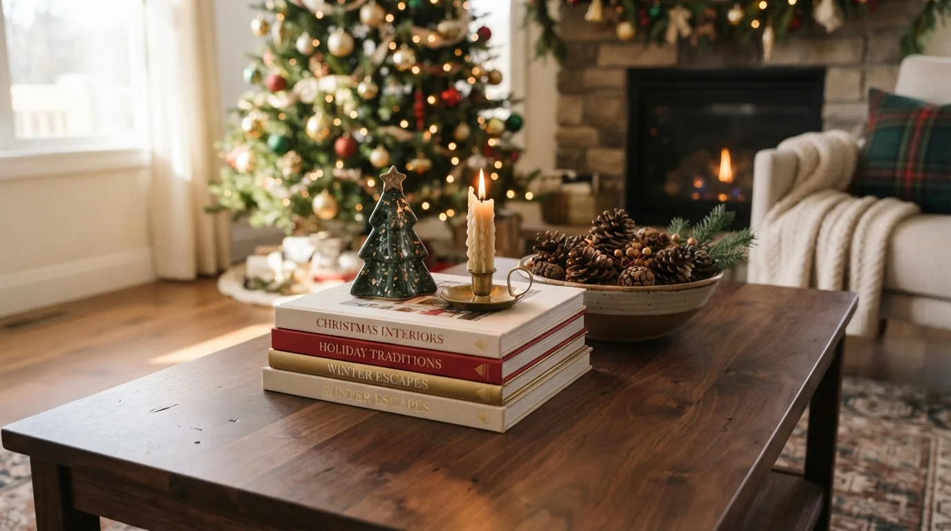 Christmas Books and Decorative Objects — 14 Cozy Christmas Coffee Table Decor Ideas You'll Love — image 09