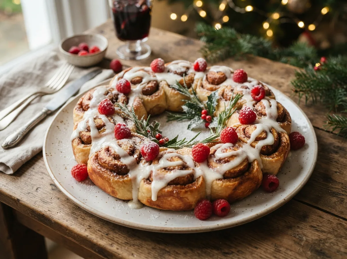 Christmas Cinnamon Roll Wreath — 14 Creative Christmas Breakfast Ideas Your Kids Will Love — image 09
