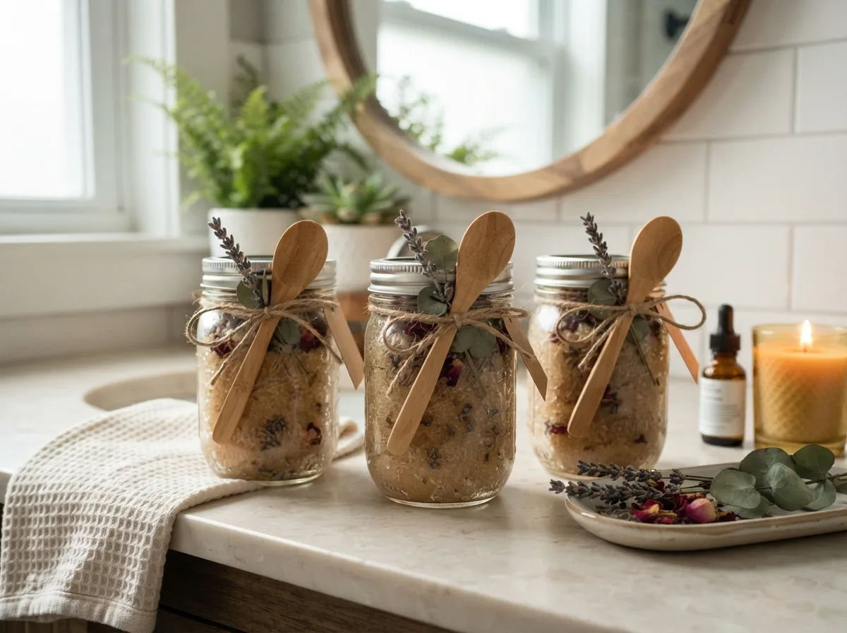 Homemade Sugar Scrub Gift Jar — 15 Insanely Cute DIY Christmas Gift Ideas to Impress Anyone — image 09