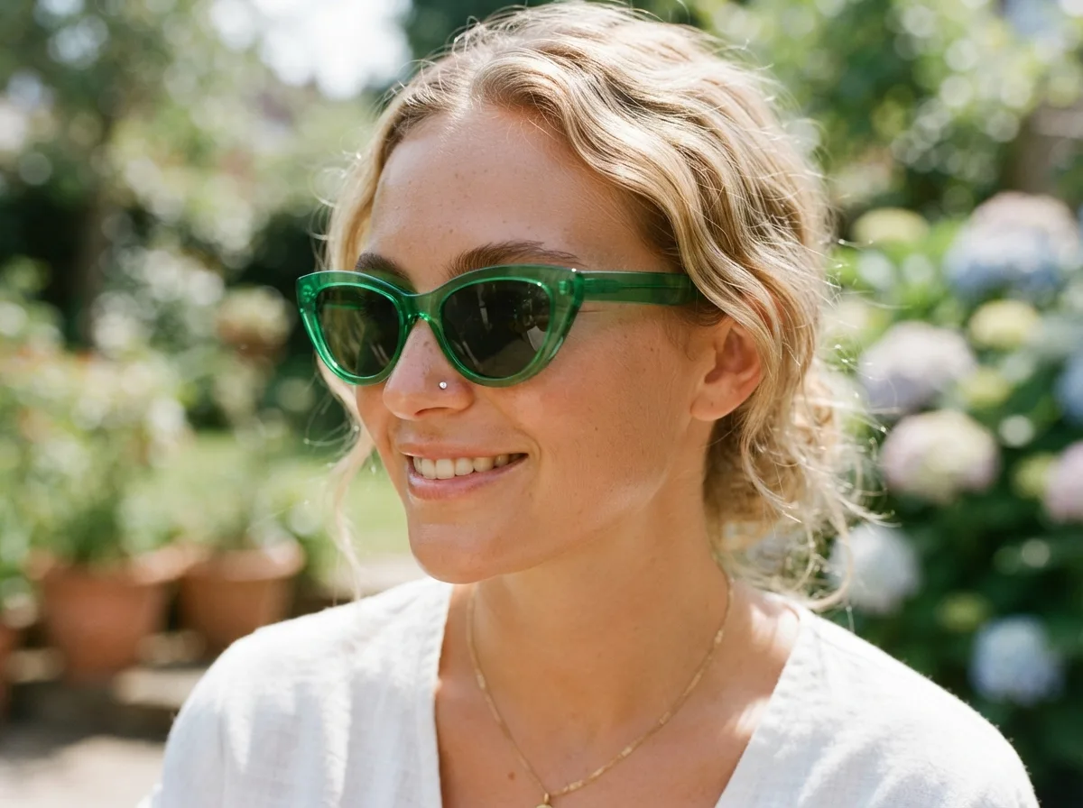 Let Colorful Sunglasses Lead the Look — 15 Tips for Pairing Piercing Jewelry With Your Sunglasses Style — image 09