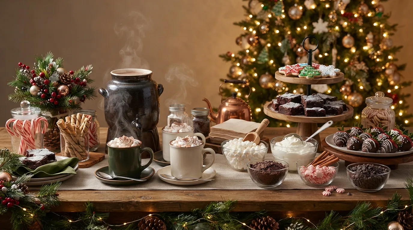 Hot Chocolate and Christmas Treats Table — 16 Best Christmas Grazing Table Ideas for Holiday Gatherings — image 10