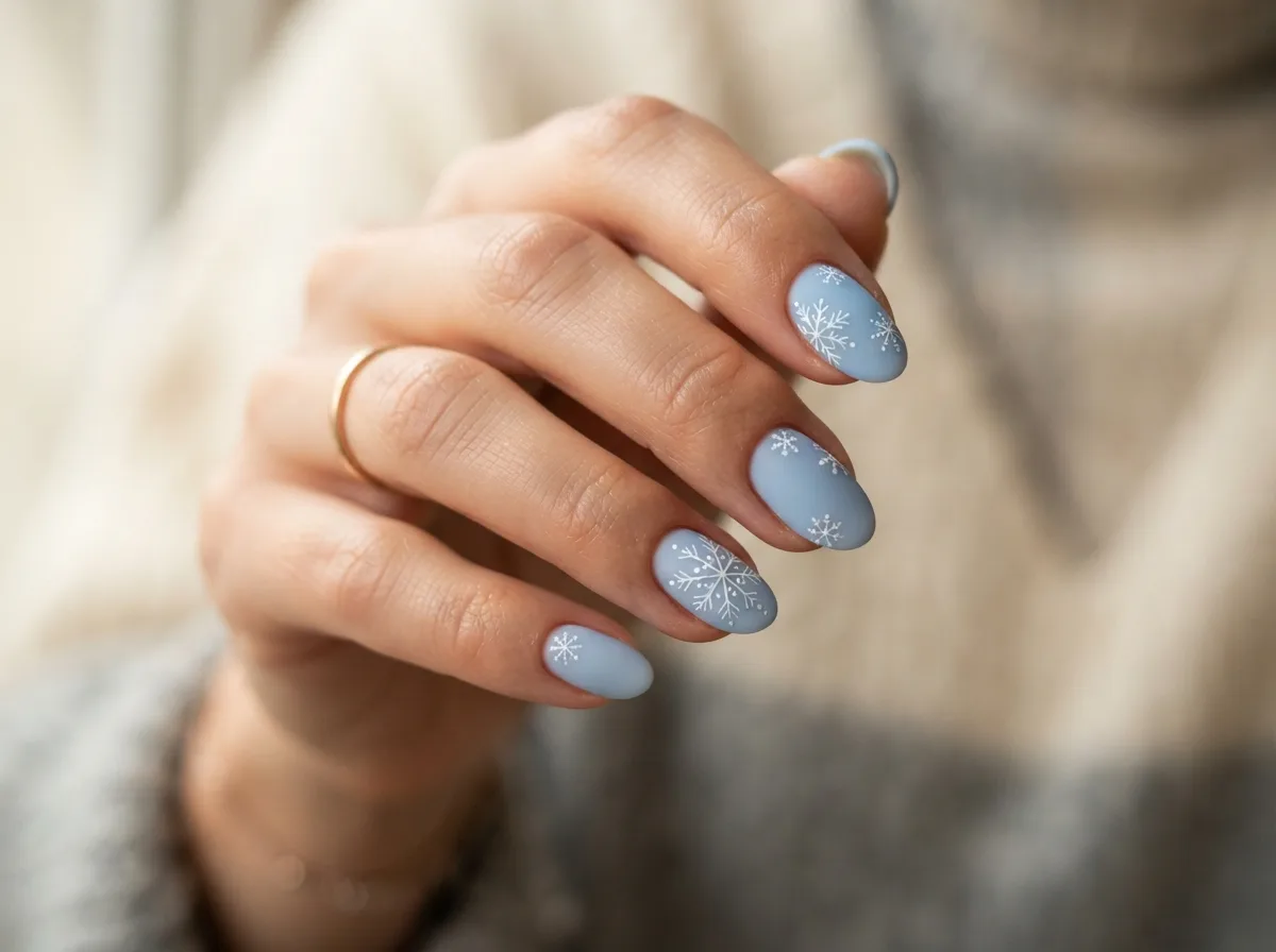 Matte Frosted Snowflake Nails — 16 Cozy Snowflake Nail Ideas for the Perfect Winter Vibe — image 10