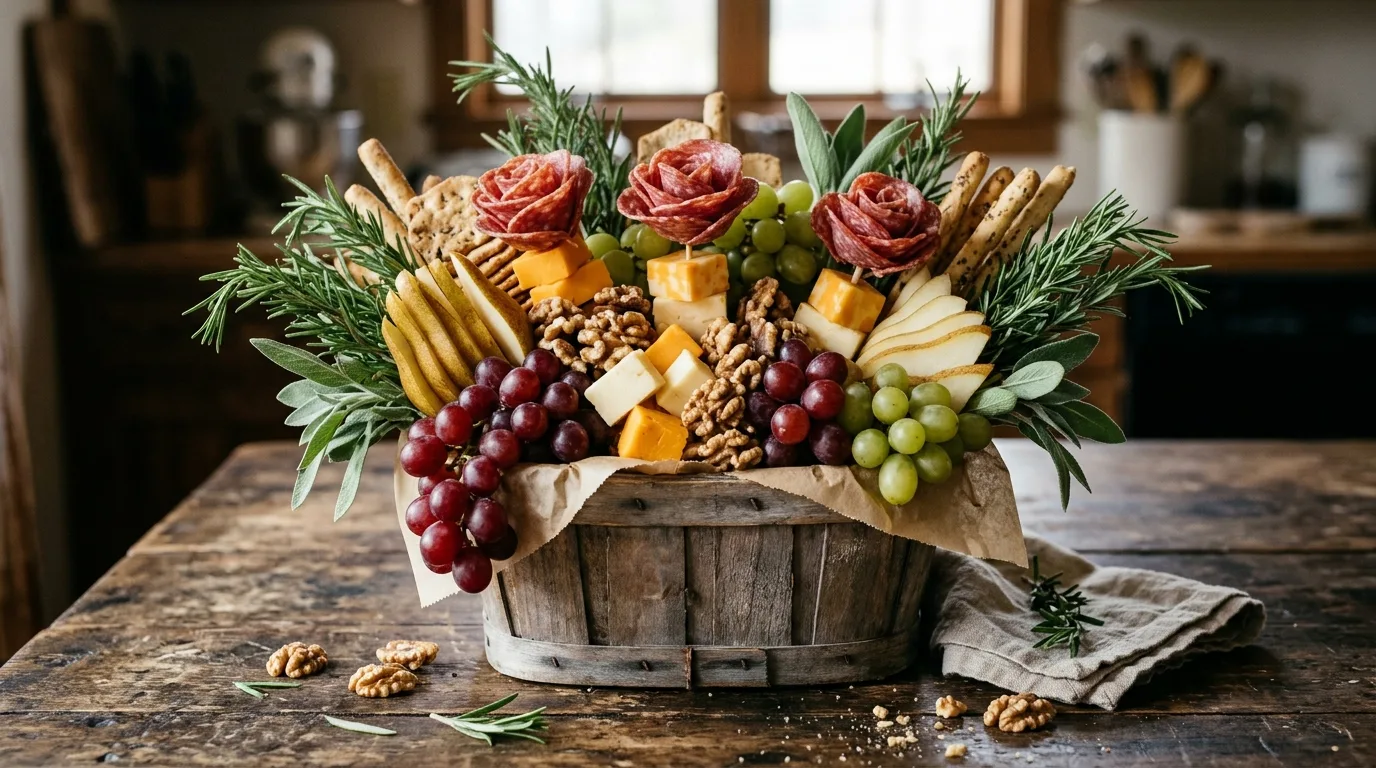 Farmhouse Charcuterie Bouquet With Natural Textures — 18 Charcuterie Bouquet Ideas for Cozy Winter Gatherings — image 10