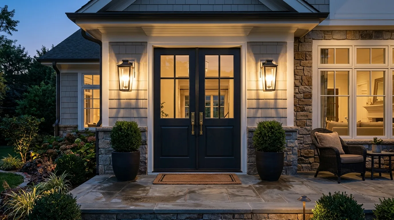Install Wall Sconces for Soft Evening Lighting — 17 Cozy Front Porch Ideas for Relaxing Winter Evenings — image 11