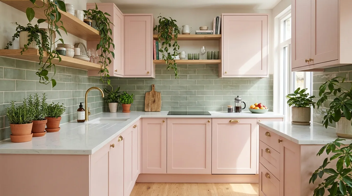 Pink and Green Kitchen Color Scheme — 14 Stunning Pink Kitchen Design Ideas for a Warm and Stylish Home — image 11