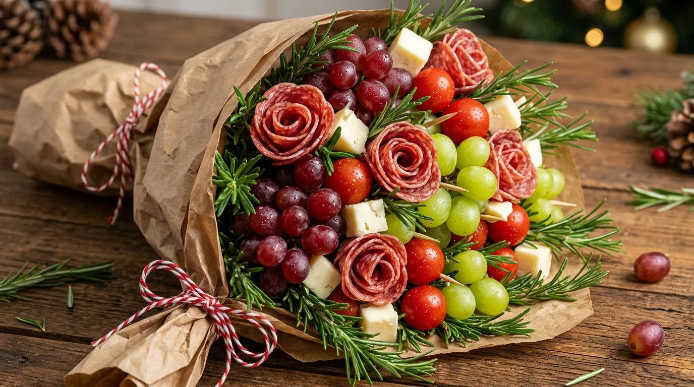 Red and Green Holiday Charcuterie Bouquet — 18 Charcuterie Bouquet Ideas for Cozy Winter Gatherings — image 11