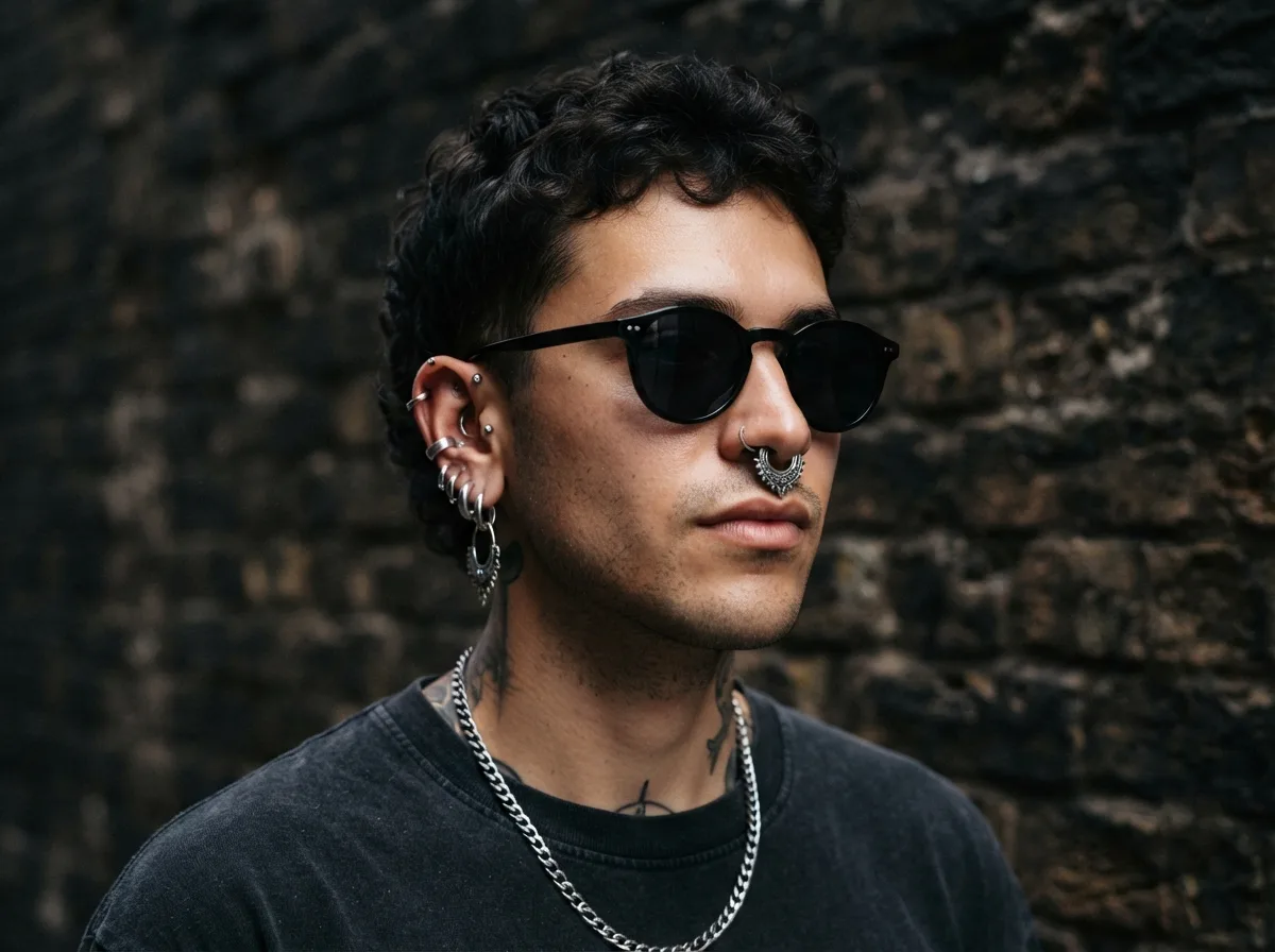 Use Statement Piercings to Contrast With Simple Sunglasses — 15 Tips for Pairing Piercing Jewelry With Your Sunglasses Style — image 12