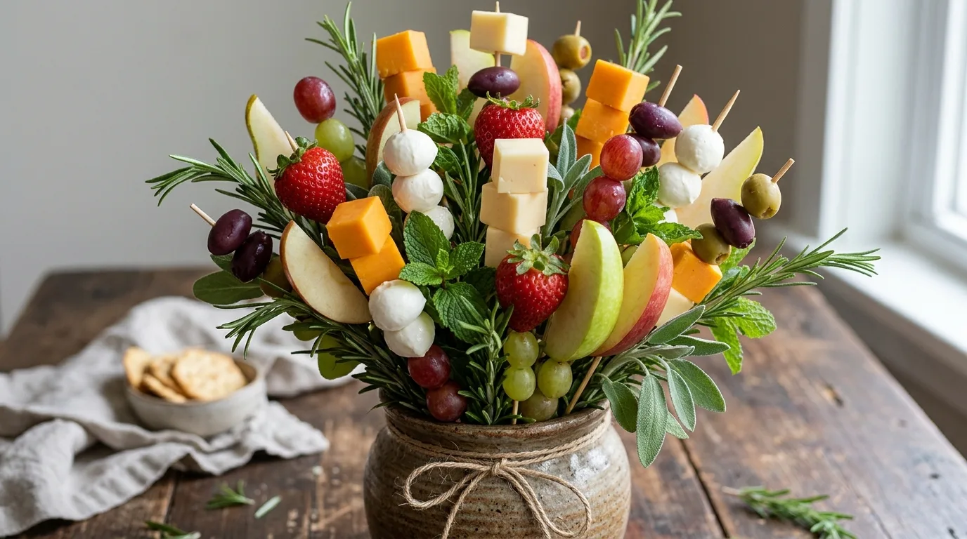 Vegetarian Cheese and Fruit Bouquet — 18 Charcuterie Bouquet Ideas for Cozy Winter Gatherings — image 12