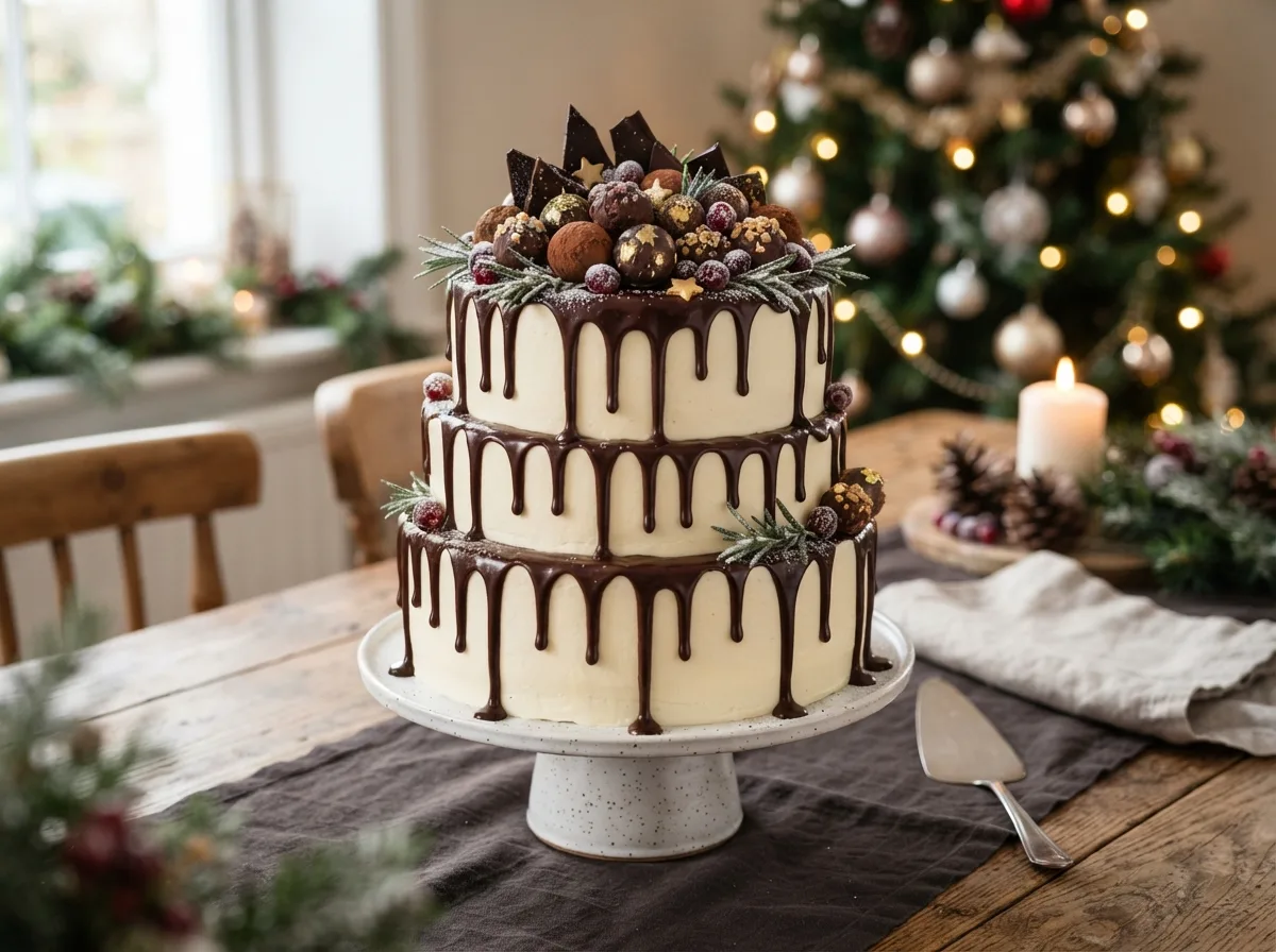 Chocolate Drip Christmas Cake — 17 Creative Christmas Cake Ideas That Will Wow Your Guests — image 13