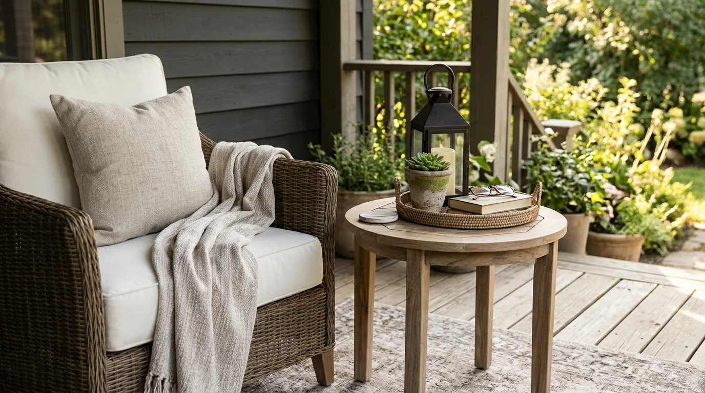 Add a Small Outdoor Side Table — 17 Cozy Front Porch Ideas for Relaxing Winter Evenings — image 13