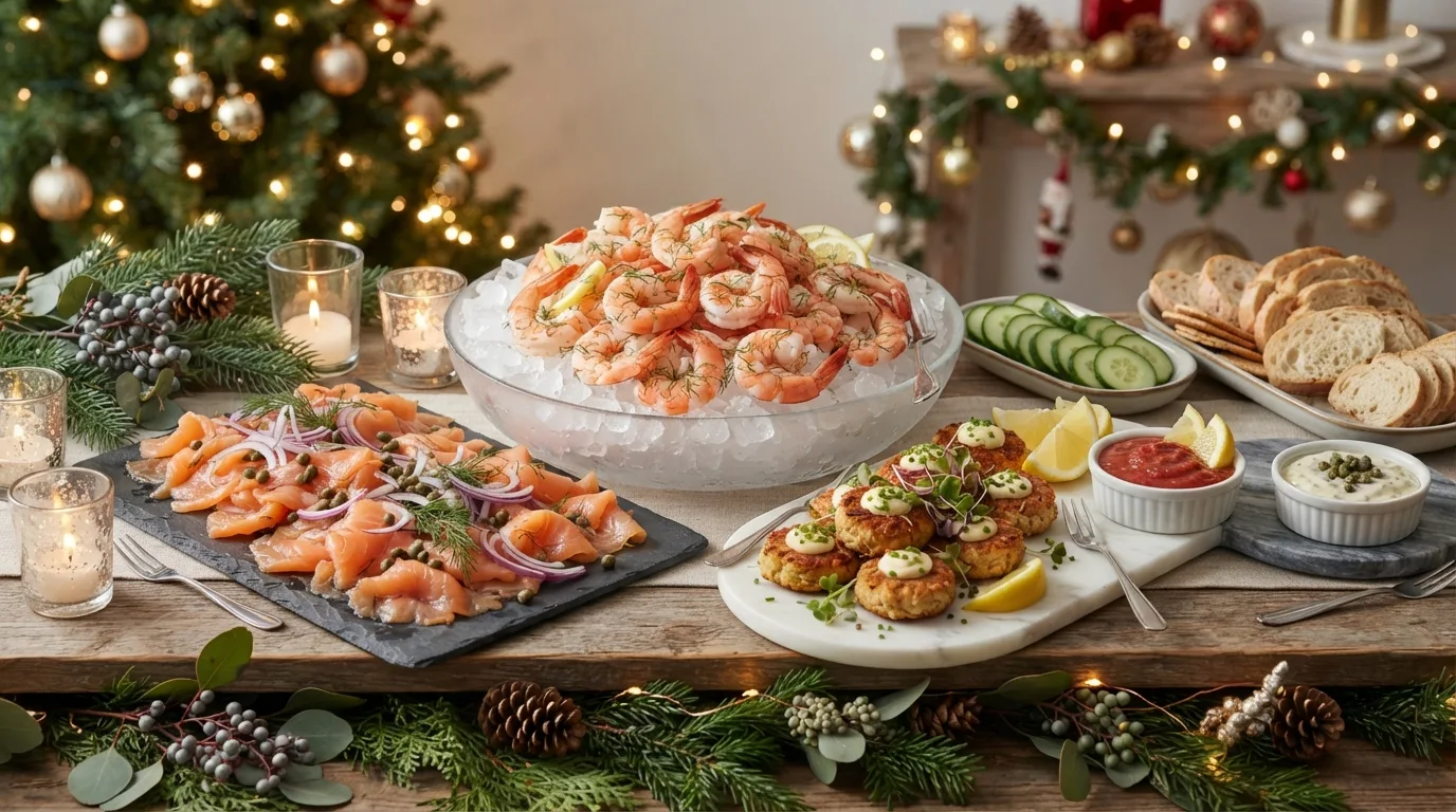 Seafood Christmas Grazing Table — 16 Best Christmas Grazing Table Ideas for Holiday Gatherings — image 14