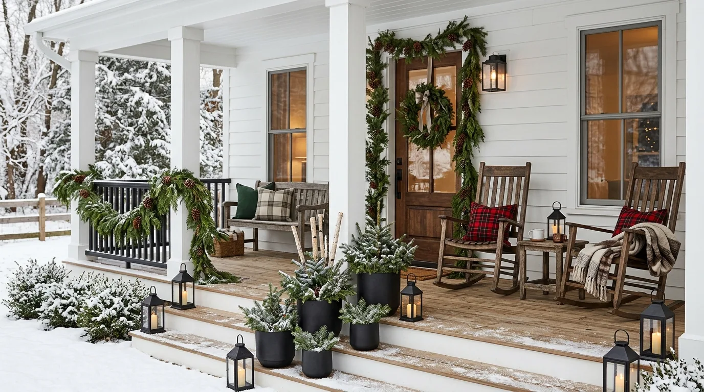 Create a Farmhouse-Style Winter Porch — 17 Cozy Front Porch Ideas for Relaxing Winter Evenings — image 14