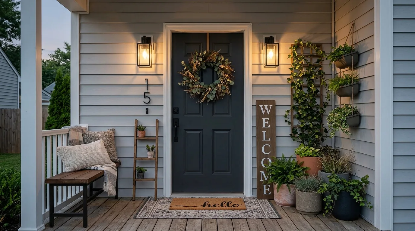 Make a Small Porch Feel Cozy With Vertical Decor — 17 Cozy Front Porch Ideas for Relaxing Winter Evenings — image 15