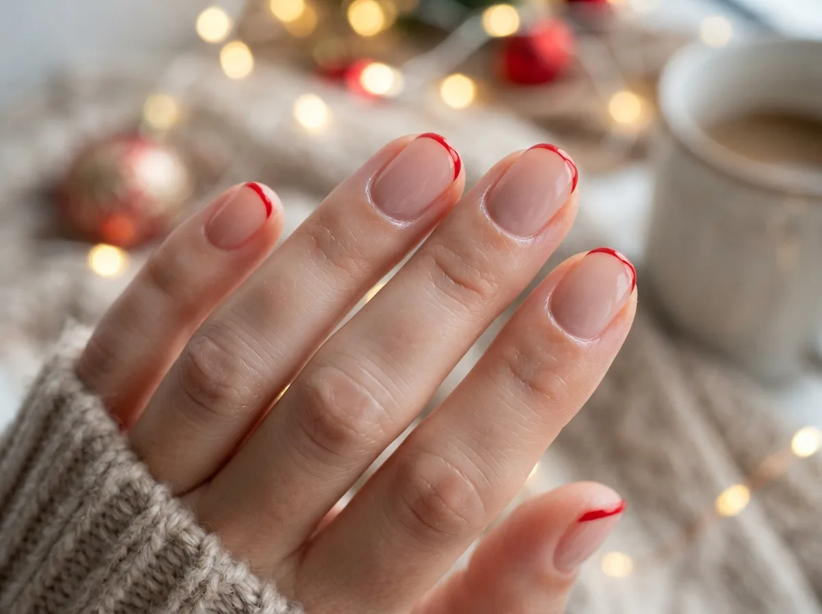 Micro-French Christmas Nails — 16 French Christmas Nail Ideas for Effortless Elegance — image 16